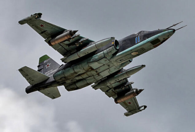 Russian Su-25 fighter plane is shot down by Ukrainian forces