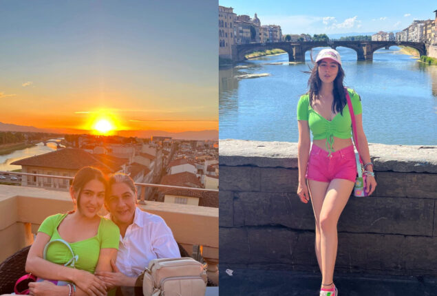 Sara Ali Khan and Amrita Singh pose in Florence at sunset. See pictures