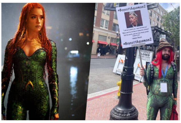 Johnny Depp fan protests Amber Heard removal from Aquaman 2