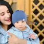 Saniya Shamshad in swimming pool with her son, Pic