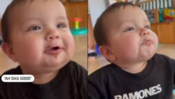 Baby tries chocolate for first time, see his reaction