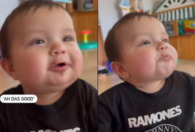 Baby tries chocolate for first time, see his reaction