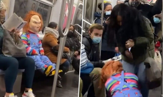 Watch Video: Chucky impersonator tries to steal woman’s bag on subway