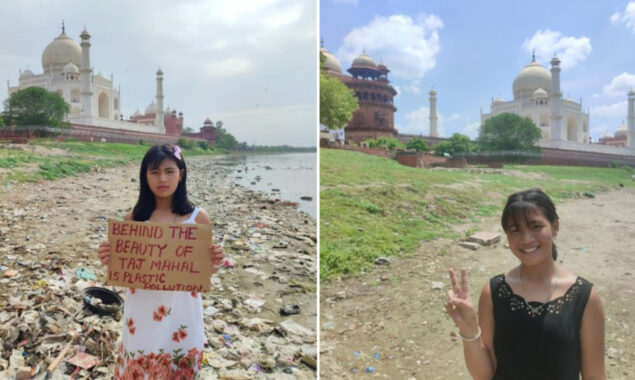 Taj Mahal before/after trash pics shared by 10-Year-Old Climate Activist