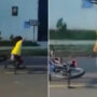 Viral Video: Little boy dances after falling from his bicycle