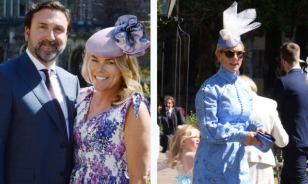 Princess Anne glances as her ex gives away her daughter