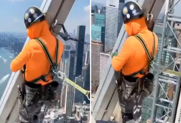 Viral Video: Brave construction worker wins viewers’ hearts