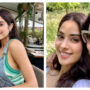 Janhvi Kapoor are style twinning with Nysa Devgn poses in denim dungarees and a green crochet crop top