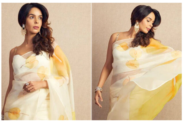Mallika Sherawat Looks Ravishing in beautiful floral organza saree