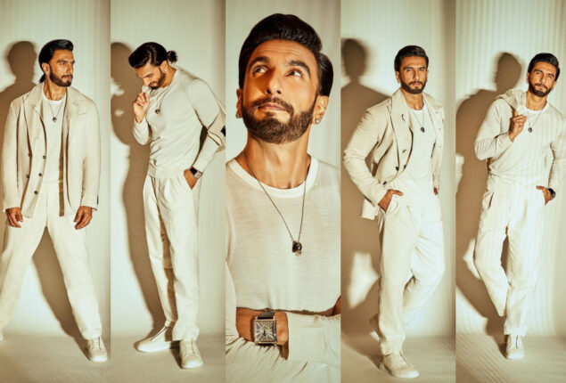 Ranveer Singh styles up casual quotient in white T-shirt, blazer and pants