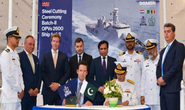 Steel-cutting ceremony of Pakistan Navy OPV held in Romania