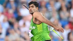 Arshad Nadeem in action today at Islamic Solidarity Games