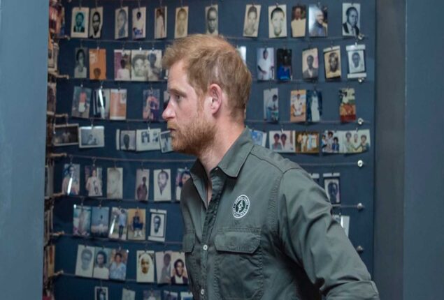 Prince Harry visits a memorial for the genocide in Rwanda