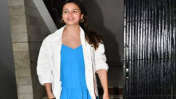 Alia Bhatt looks cute sporting a blue dress and pregnancy glow