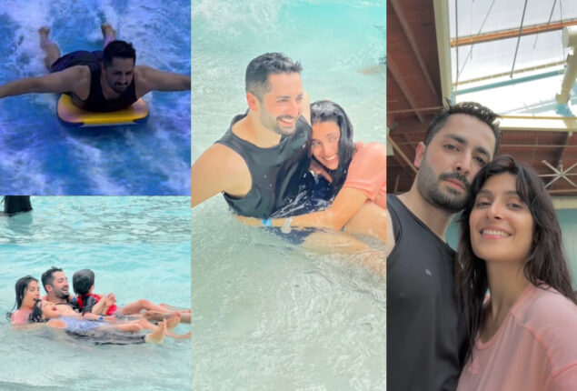 Ayeza and Danish take a splash in the pool on their vacation