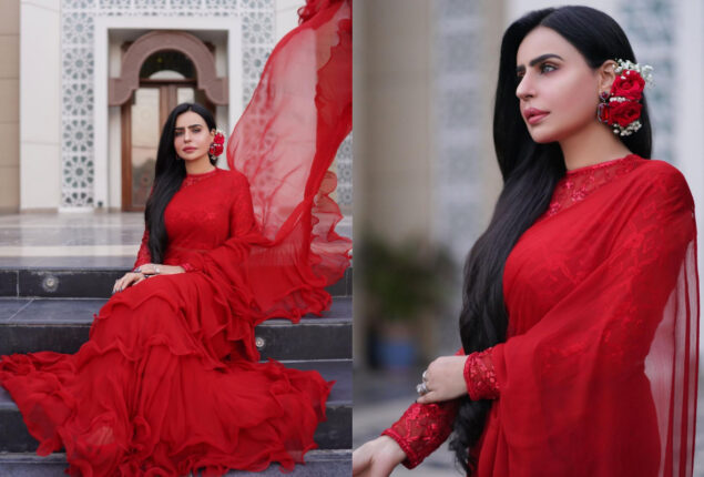TikTok star Dolly stole hearts in red hot saree