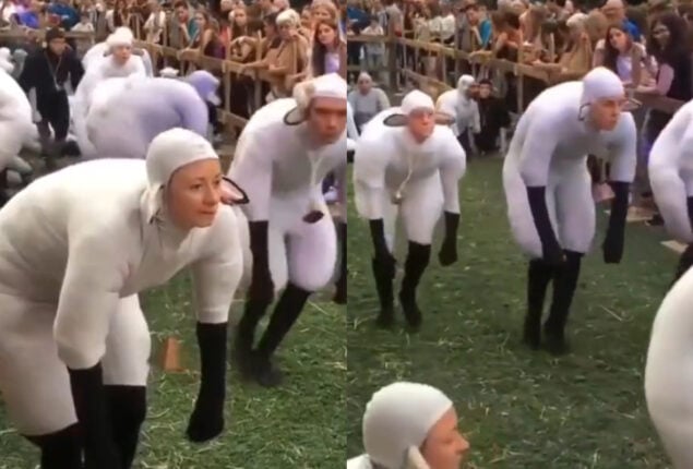 Weird contest: People dress like sheep and make baa baa sounds