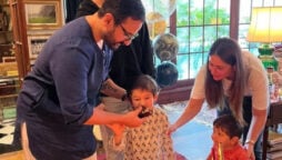 Saif Ali Khan serves cake to Taimur on his birthday