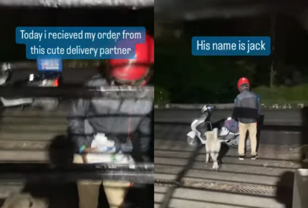 Domino’s agent delivers with pet dog on scooter