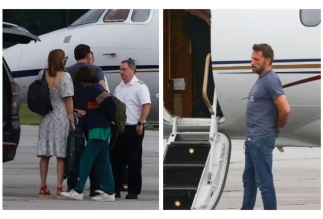 Ben Affleck is seen departing without his bride Jennifer Lopez