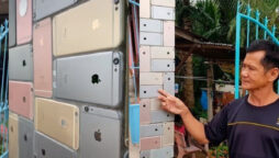 Viral: Man builds a unique wall with iPhone mobiles