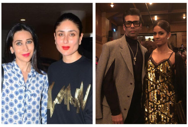 Kareena, Karisma, and Karan posed outside Manish Malhotra’s home