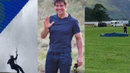 Tom Cruise wows his fans with paragliding skills