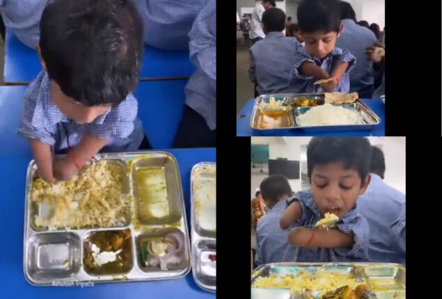 Inspirational video: Boy eats chapati and rice with mouth & limb