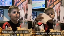 Viral: Man asks his son to pay the bill while eating delicious food