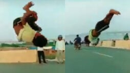 Watch Video: Little boy shows acrobatic stunts