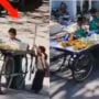 Watch: School kids helps woman to push loaded fruit cart