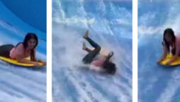Watch rare video of Ayeza Khan enjoys herself on the water slide