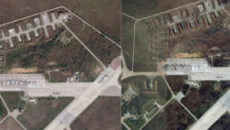 Satellite images reveal the heavy damage at the Russian air facility in Crimea