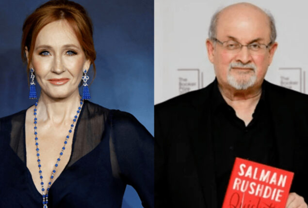 Scotland’s police are looking into a threat made against JK Rowling after a tweet from Salman Rushdie