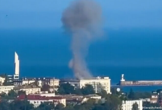 Drone attacks target the Russian Black Sea navy base in Crimea during the Ukraine war