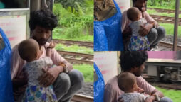 viral video shows little girl giving her father fruit on train; Watch