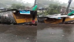 Viral video shows abandoned shop collapse after flash floods