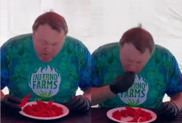 Man eats 17 Ghost Peppers in 1 minute sets new world record