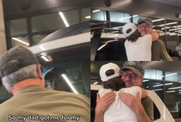 Watch: Dad fools his daughter into picking him up at airport for his birthday