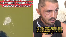 Man survives alligator bite, drone captures terrifying footage