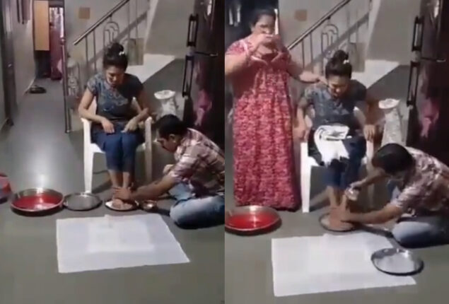 Wash feet with milk