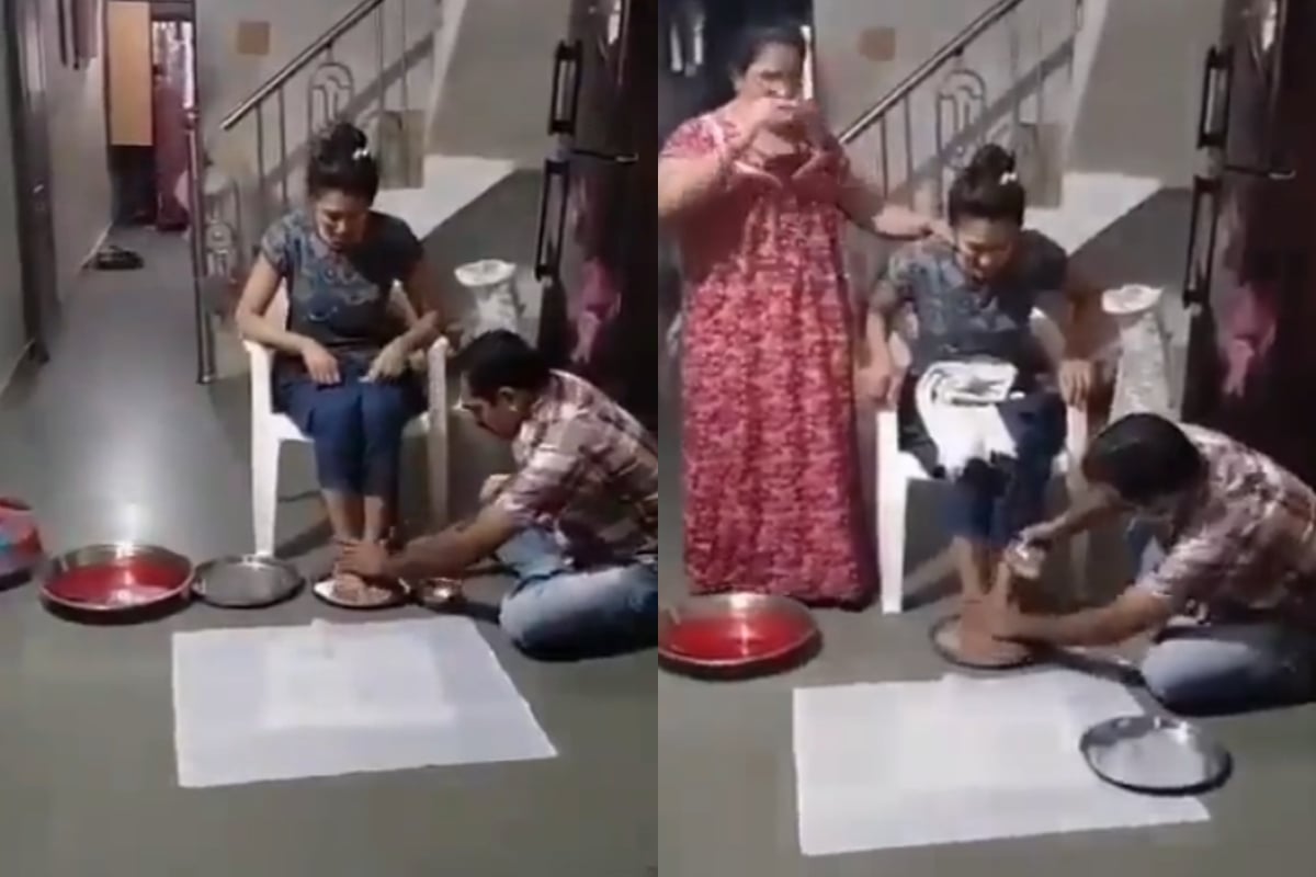Wash feet with milk
