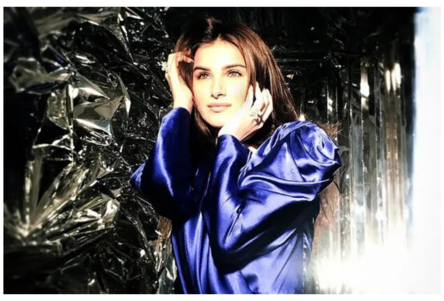 Tara Sutaria looks pretty in blue satin dress