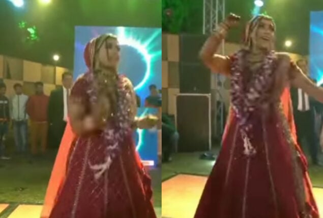 Bride dances on ‘Mujhe Naulakha’ with her thumkas