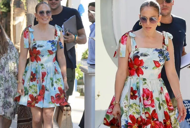 Jennifer Lopez flaunts in mini floral dress in Capri