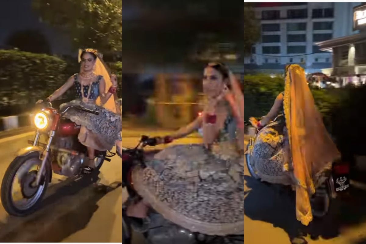 bride riding bike