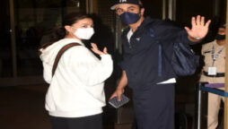 Alia Bhatt and Ranbir Kapoor in casual dress at airport