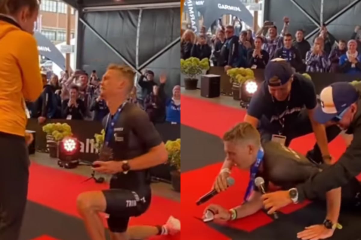 Athlete propose to his girlfriend