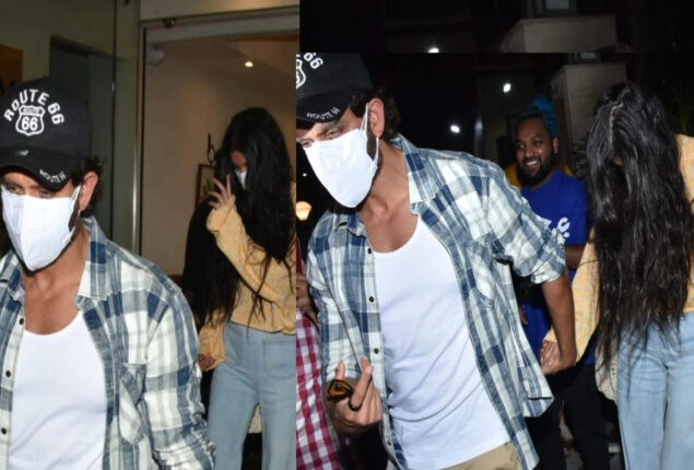 Hrithik Roshan and Saba Azad spotted outside movie theatre