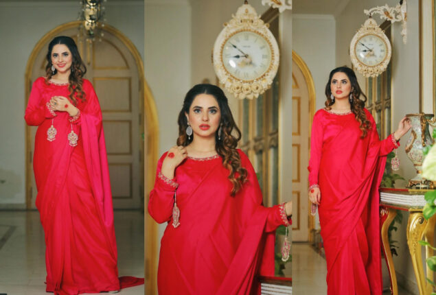 Fatima Effendi looks ravishing in beautiful red saree